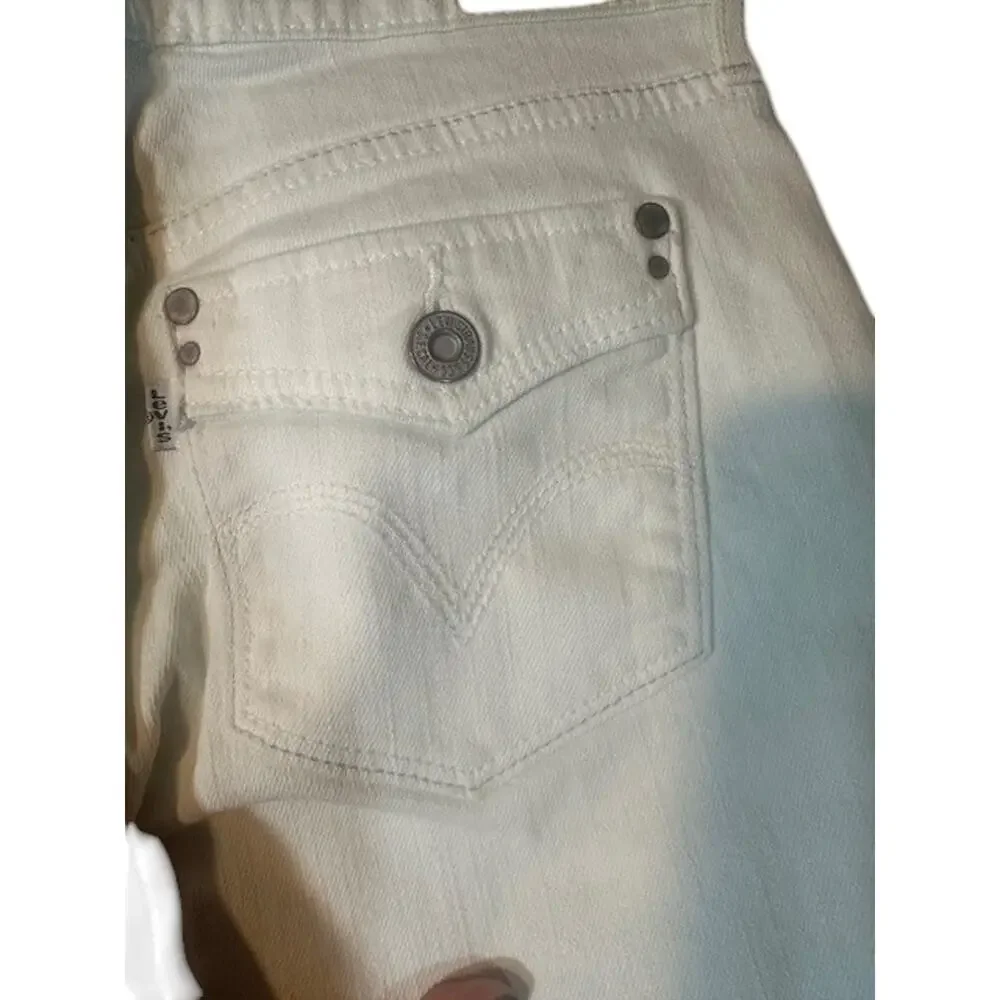 Levi’s Light Pale Blue Cotton Blend Stretch Capri Rolled Trim Jeans Women Sz 4